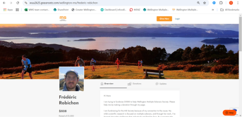 Frederic's fundraising page for the Wellington Ultramarathon 2025